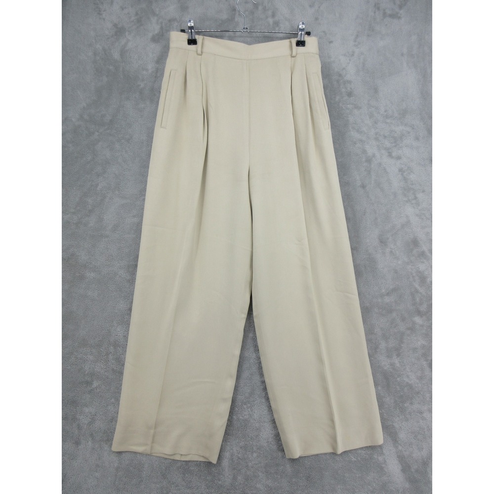 Vintage Ann Taylor Pants Womens Size 10 Silk Pleated Wide Leg Trousers Pockets